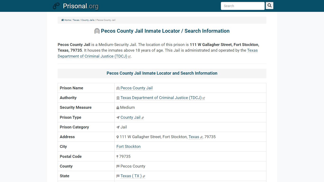 Pecos County Jail-Inmate Locator/Search Info, Phone, Fax, Email ...
