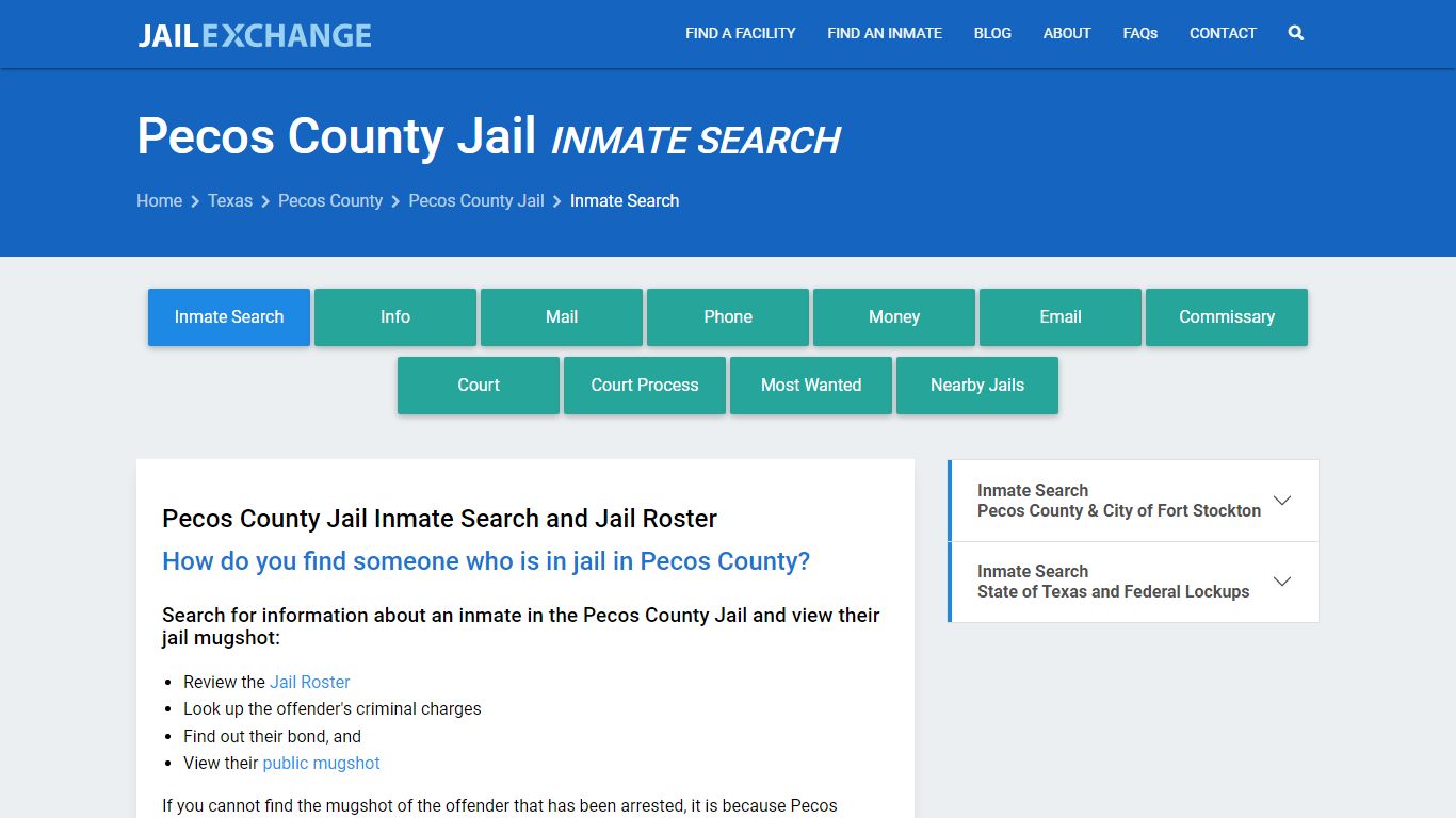 Inmate Search: Roster & Mugshots - Pecos County Jail, TX