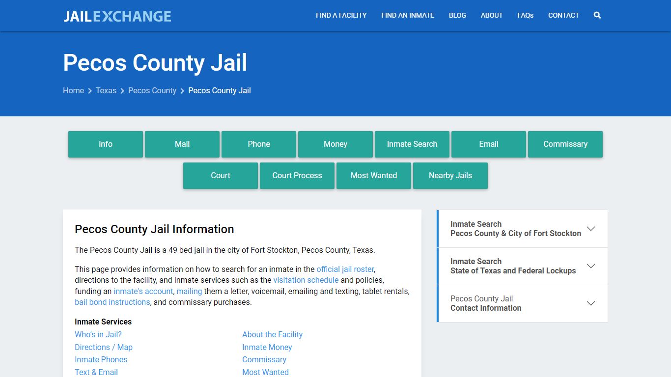 Pecos County Jail, TX Inmate Search, Information