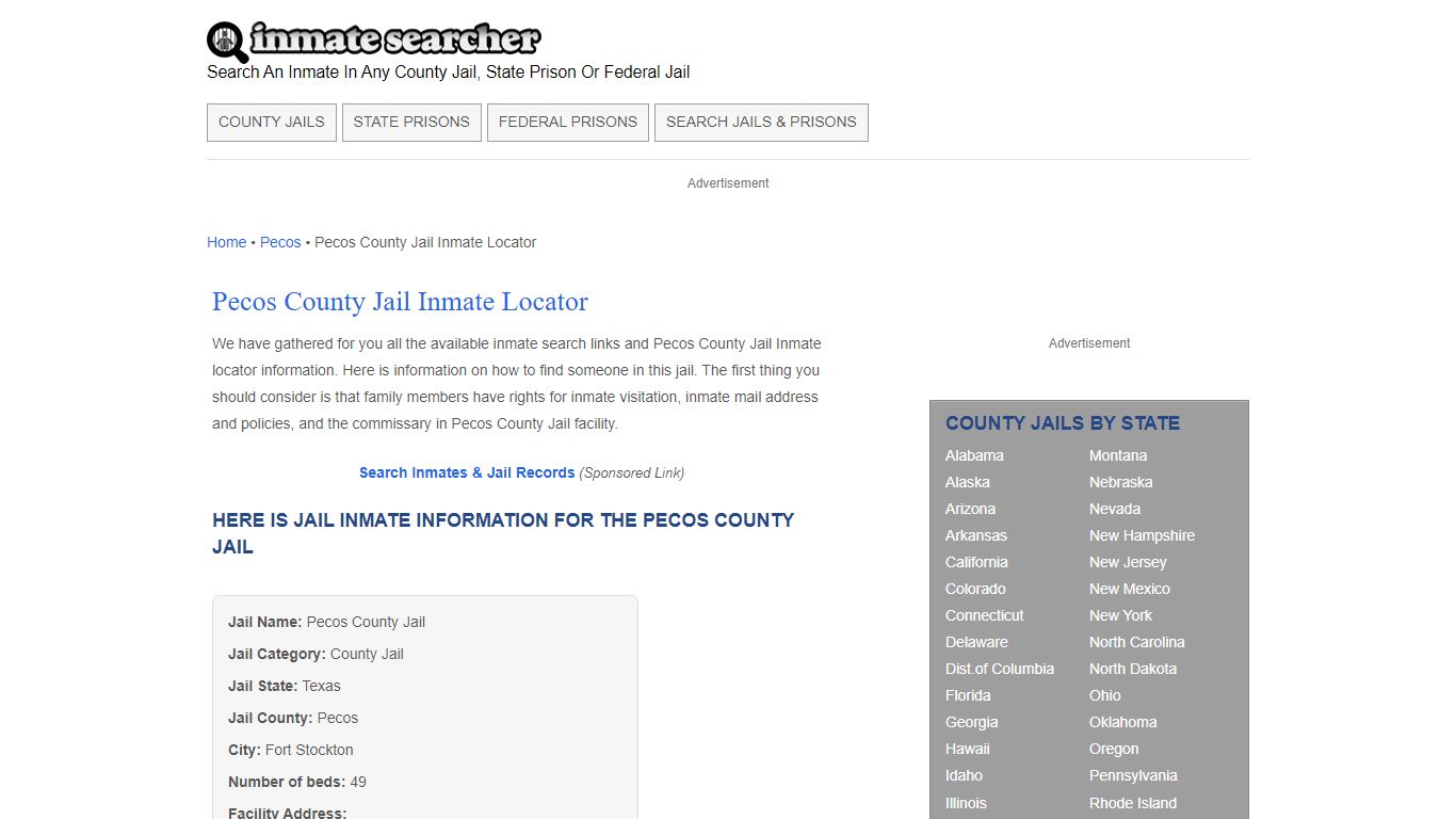Pecos County Jail Inmate Locator - Inmate Searcher
